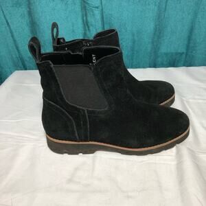 Vionic womens 7 Brighton black suede booties side zippers casual minimalist